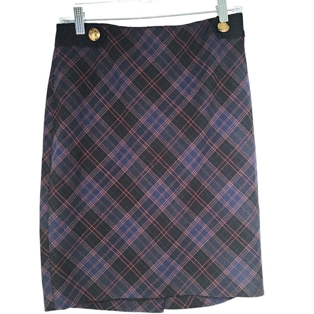 The Limited Black Purple Plaid Career Pencil Skirt Academia